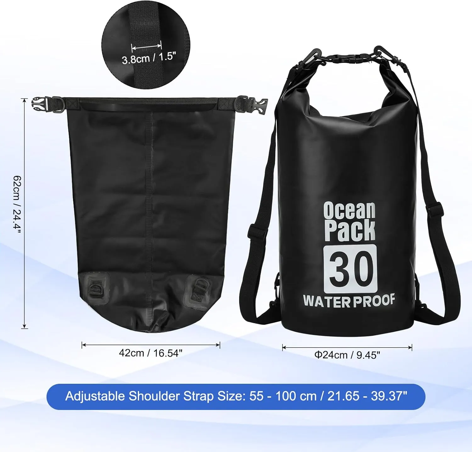 Waterproof Dry Bag, 30L Fit for Women Men Water Proof Bags Lightweight Dry Storage Floating Backpack with Whistle for Travel Backpacking Boating Kayaking Camping (Black)
