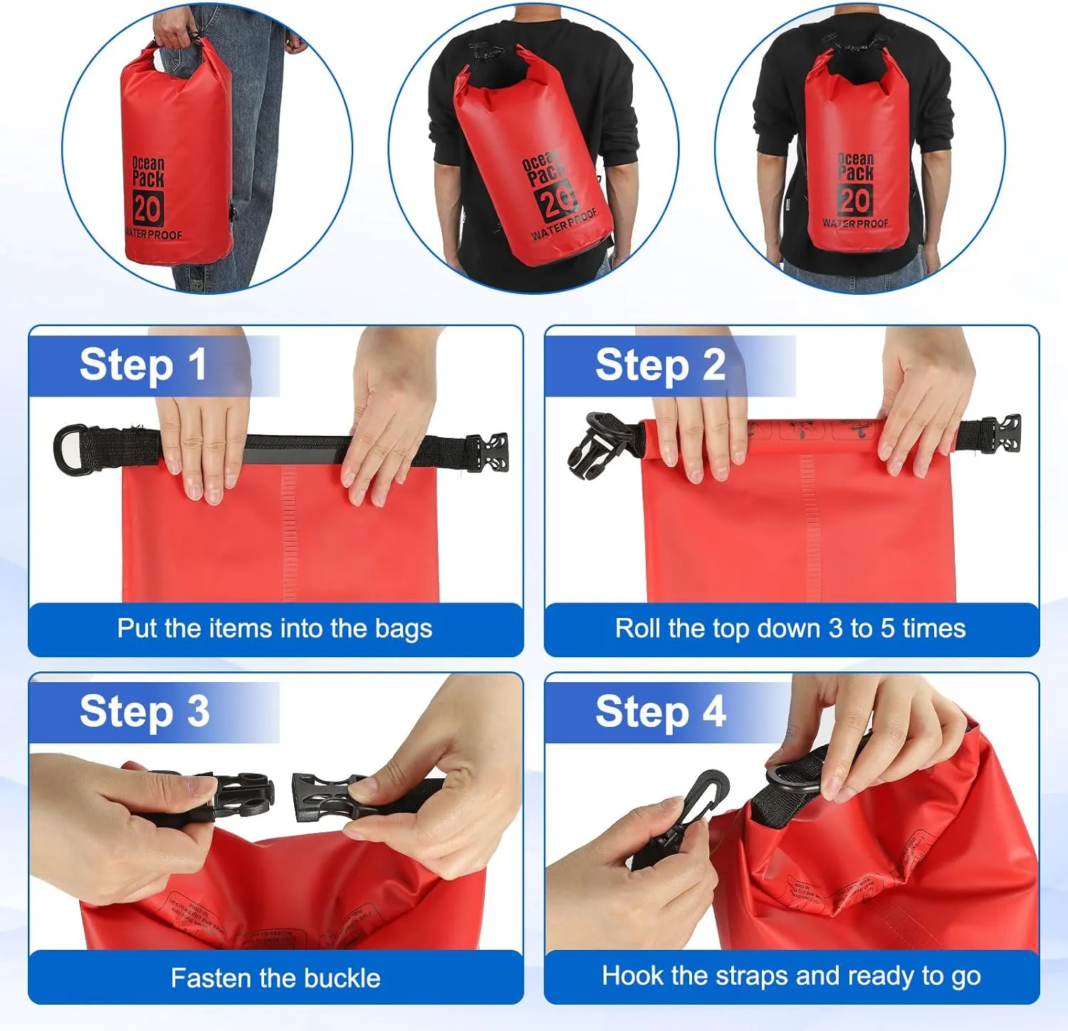 Waterproof Dry Bag, 30L Fit for Women Men Water Proof Bags Lightweight Dry Storage Floating Backpack with Whistle for Travel Backpacking Boating Kayaking Camping (Black)