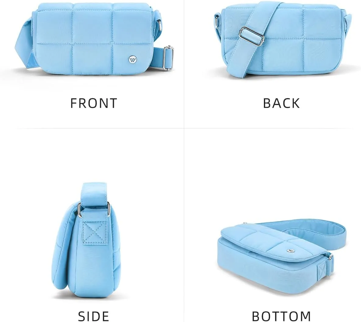 WESTBRONCO Small Puffer Crossbody Bags for Women Nylon Shoulder Bag Quilted Crossbody Purse with Adjustable Strap