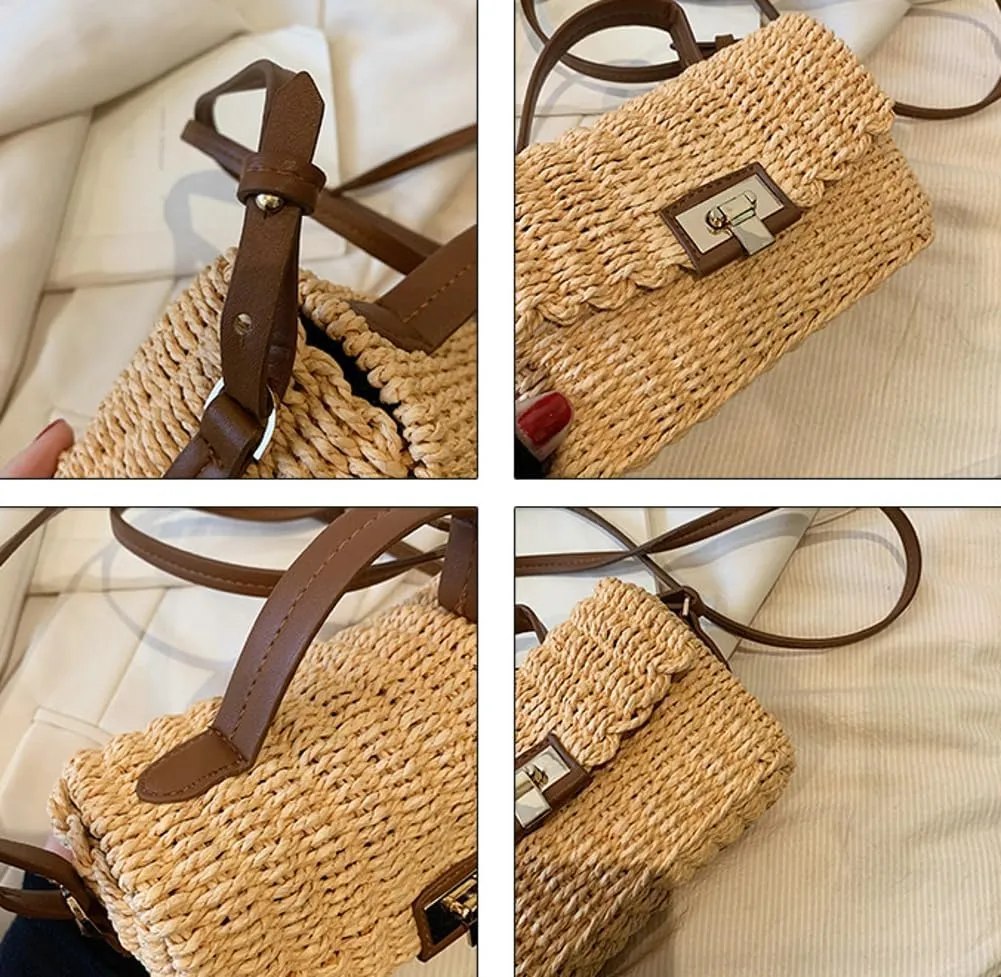 Wicker Purse Straw Crossbody Bags for Women Woven Handbags for Women Clutch Purses Shoulder Bag Beach Bag Summer 2024