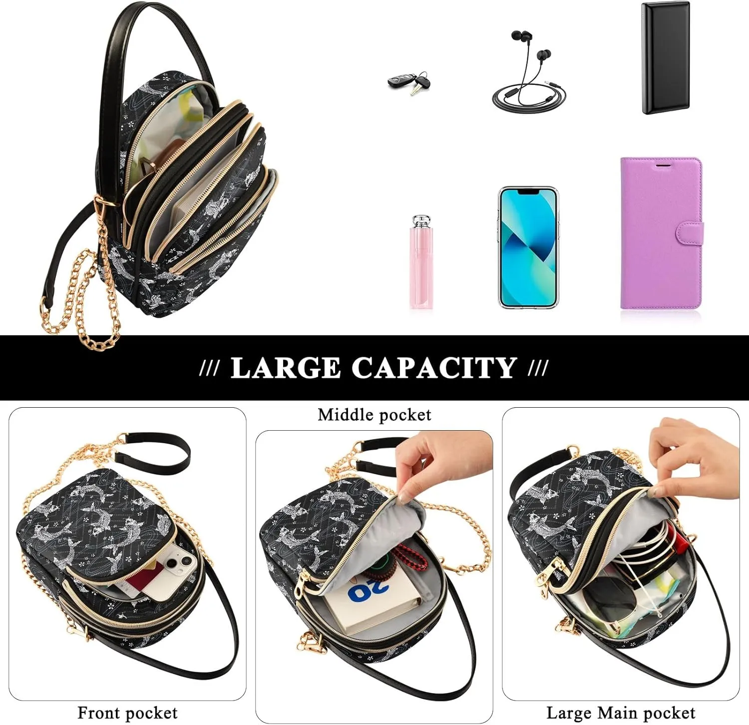 Wild Leopards Quilted Crossbody Bag Casual Crossbody Bags for Women