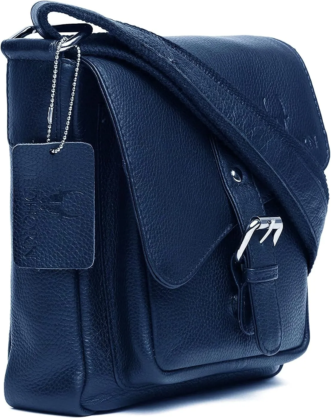 WILDHORN® Original Leather 9 inch Sling Bag for Men I Multipurpose Crossbody Bag I Travel Bag with Adjustable Strap I DIMENSION: L- 8 inch H- 9 inch W- 3 inch, Blue, M, Classic