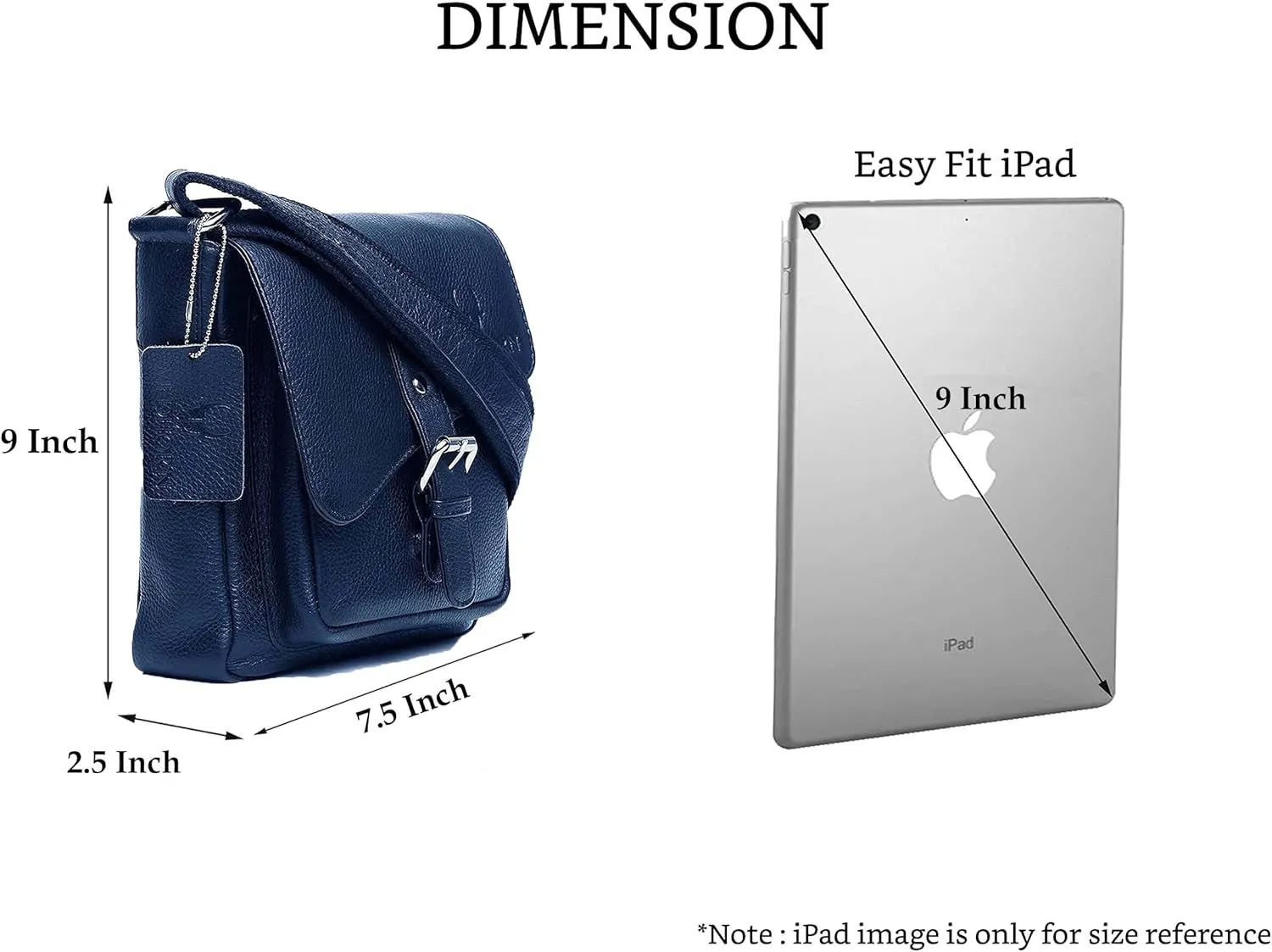 WILDHORN® Original Leather 9 inch Sling Bag for Men I Multipurpose Crossbody Bag I Travel Bag with Adjustable Strap I DIMENSION: L- 8 inch H- 9 inch W- 3 inch, Blue, M, Classic