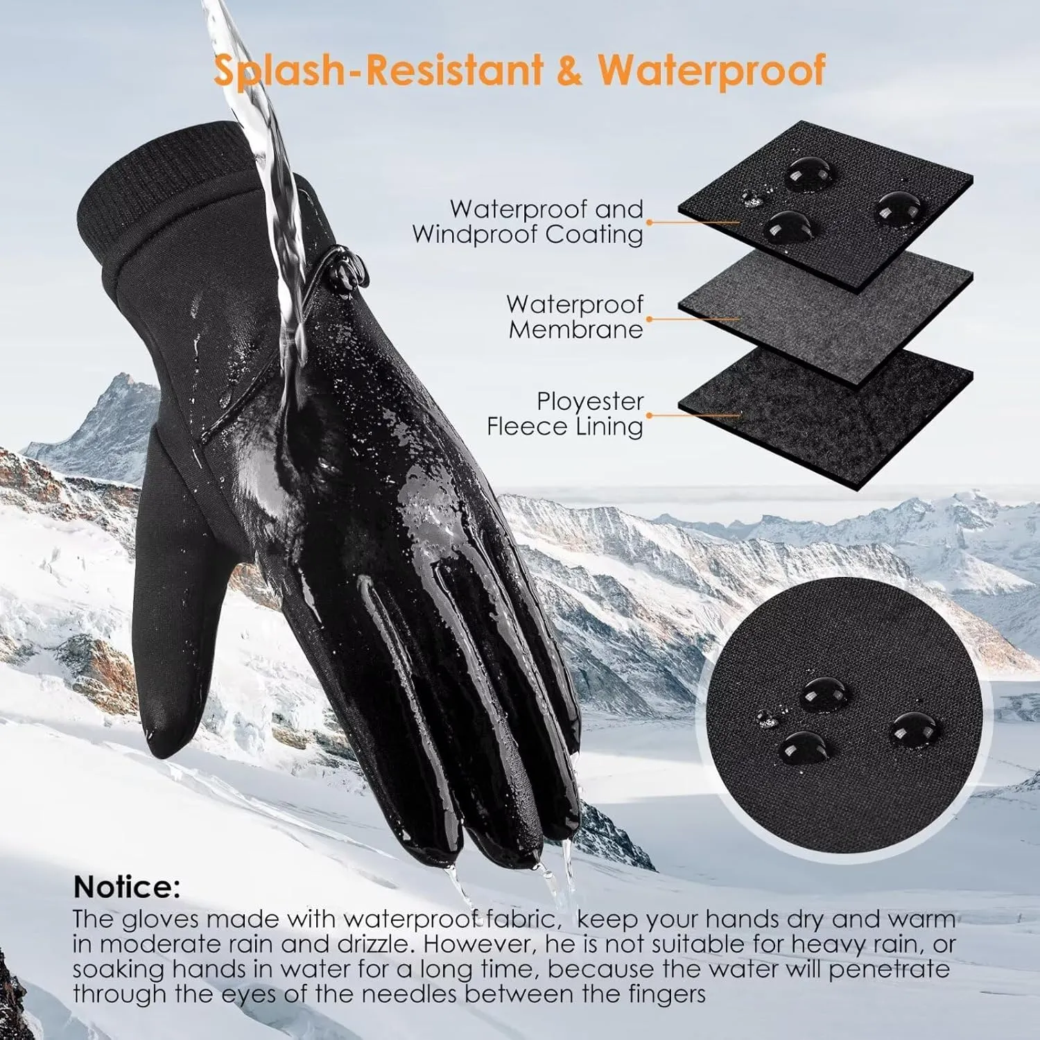 Winter Gloves Women with Touchscreen Fingers,Gloves for Women Water-Resistant with Anti-Slip Leather