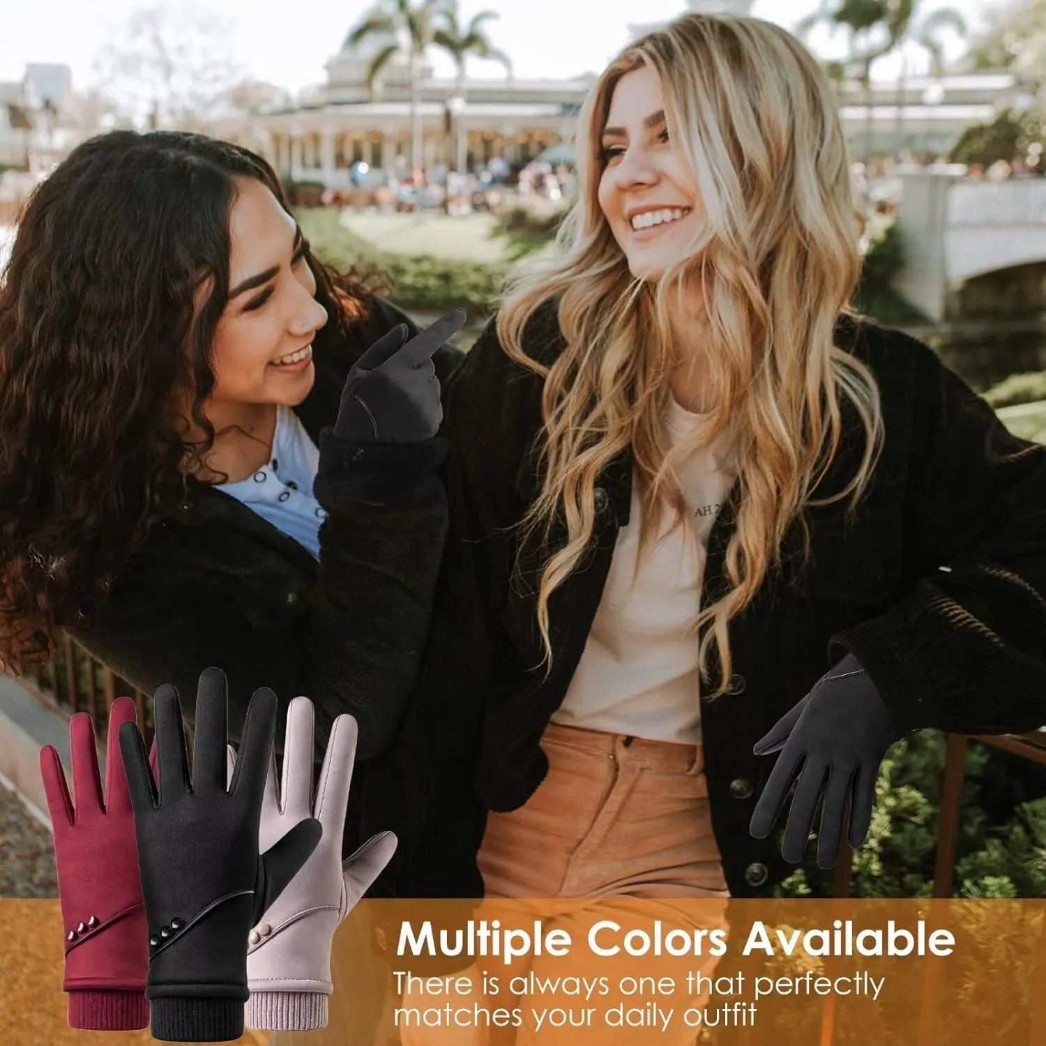 Winter Gloves Women with Touchscreen Fingers,Gloves for Women Water-Resistant with Anti-Slip Leather
