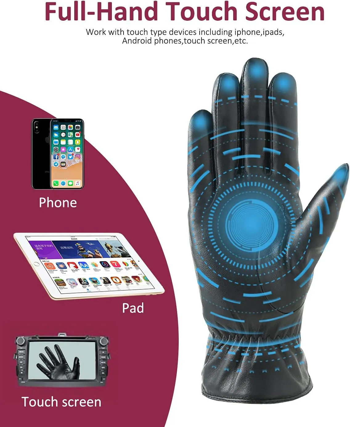 Winter Leather Gloves for Women, Cashmere Lined Touchscreen Gloves for Texting, Premium Soft Sheepskin Warm Glove