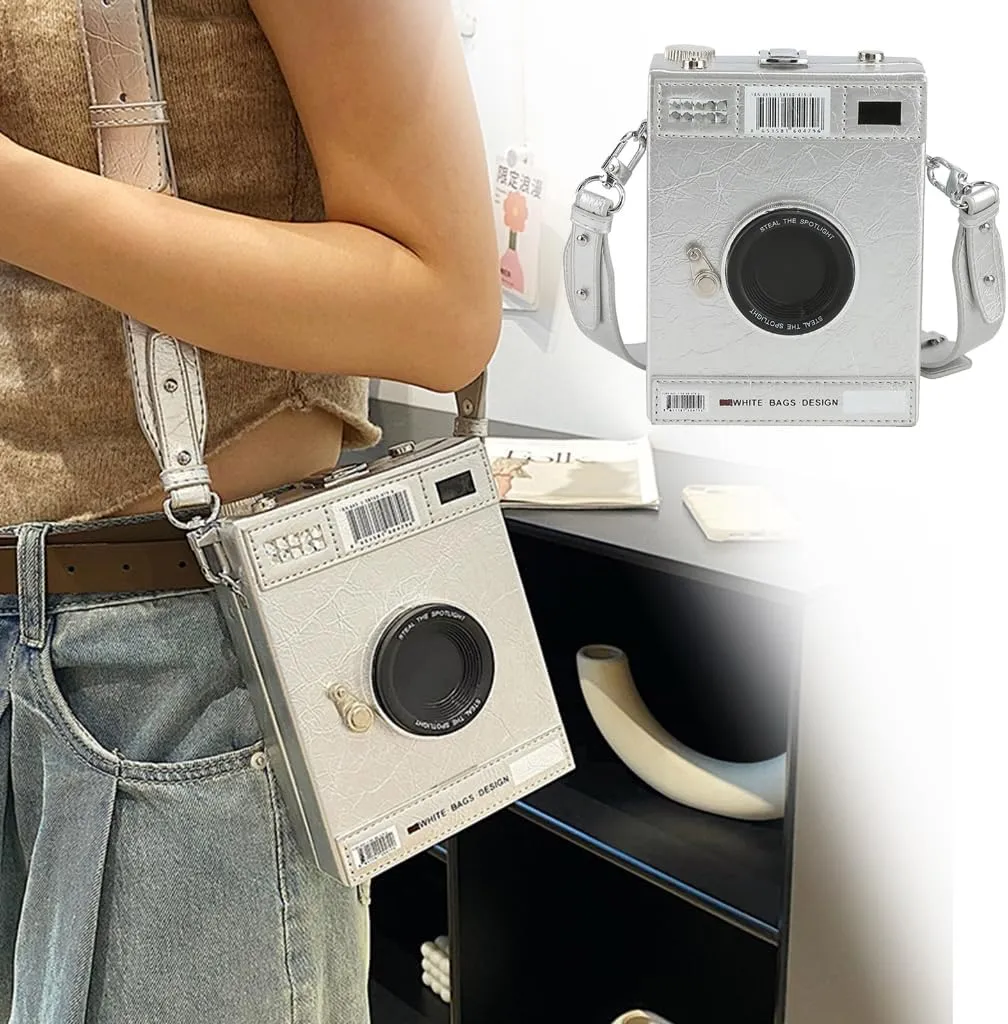 Women Bag Camera Shape Crossbody Bag PU Leather Shoulder Bag Shopping Bag Retro Messenger Bag for Everyday