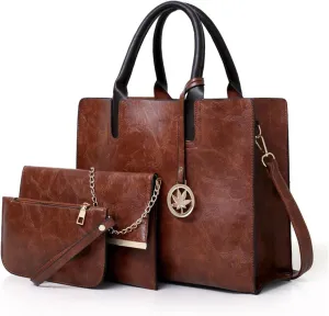 Women Fashion Handbags Wallet Tote Bag 3pcs Shoulder Bag Top Handle Satchel Purse Set