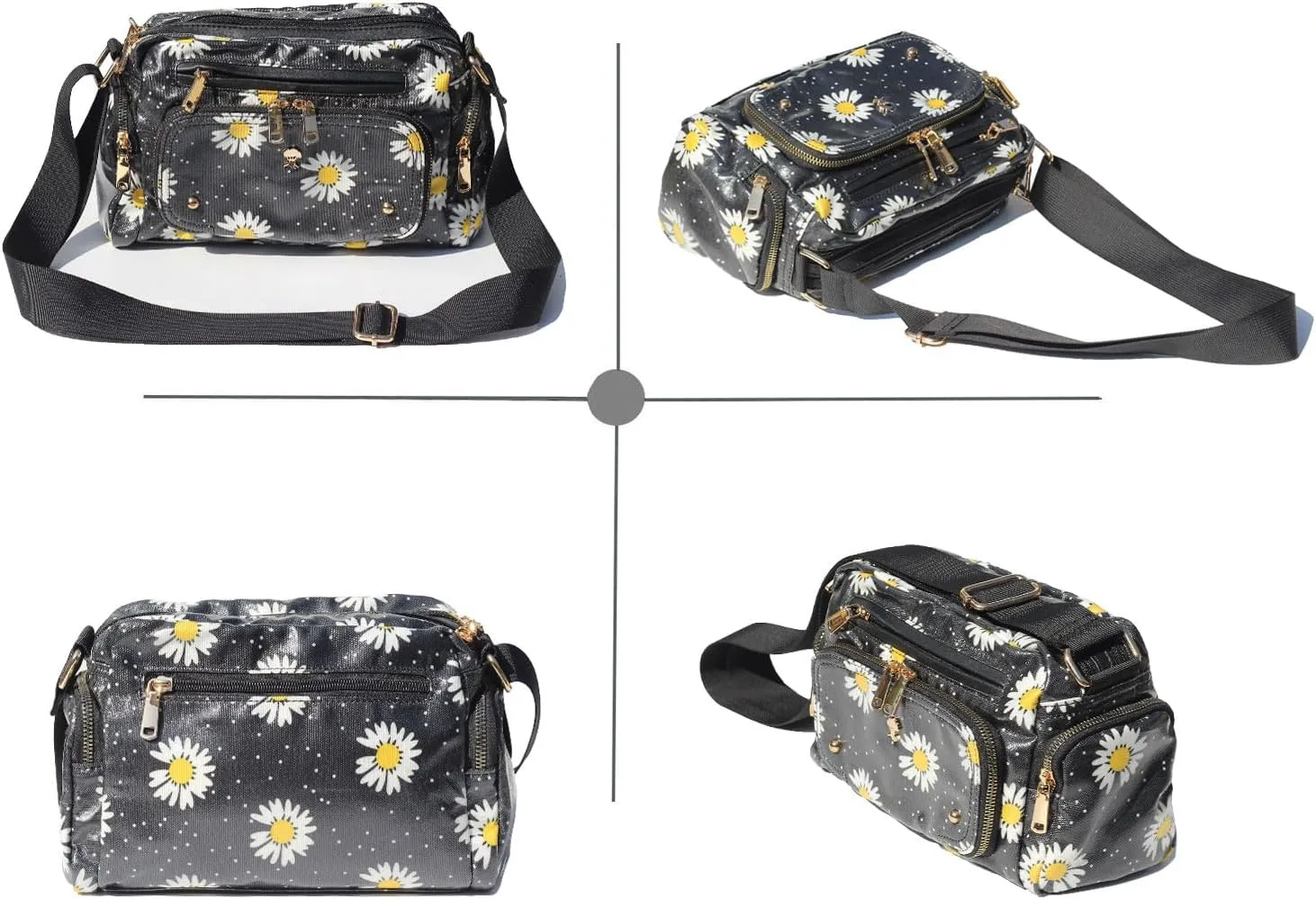 Women Fashion Tote Crossbody Handbags for Women Multi Pockets Shoulder Bag Nylon Travel Purse