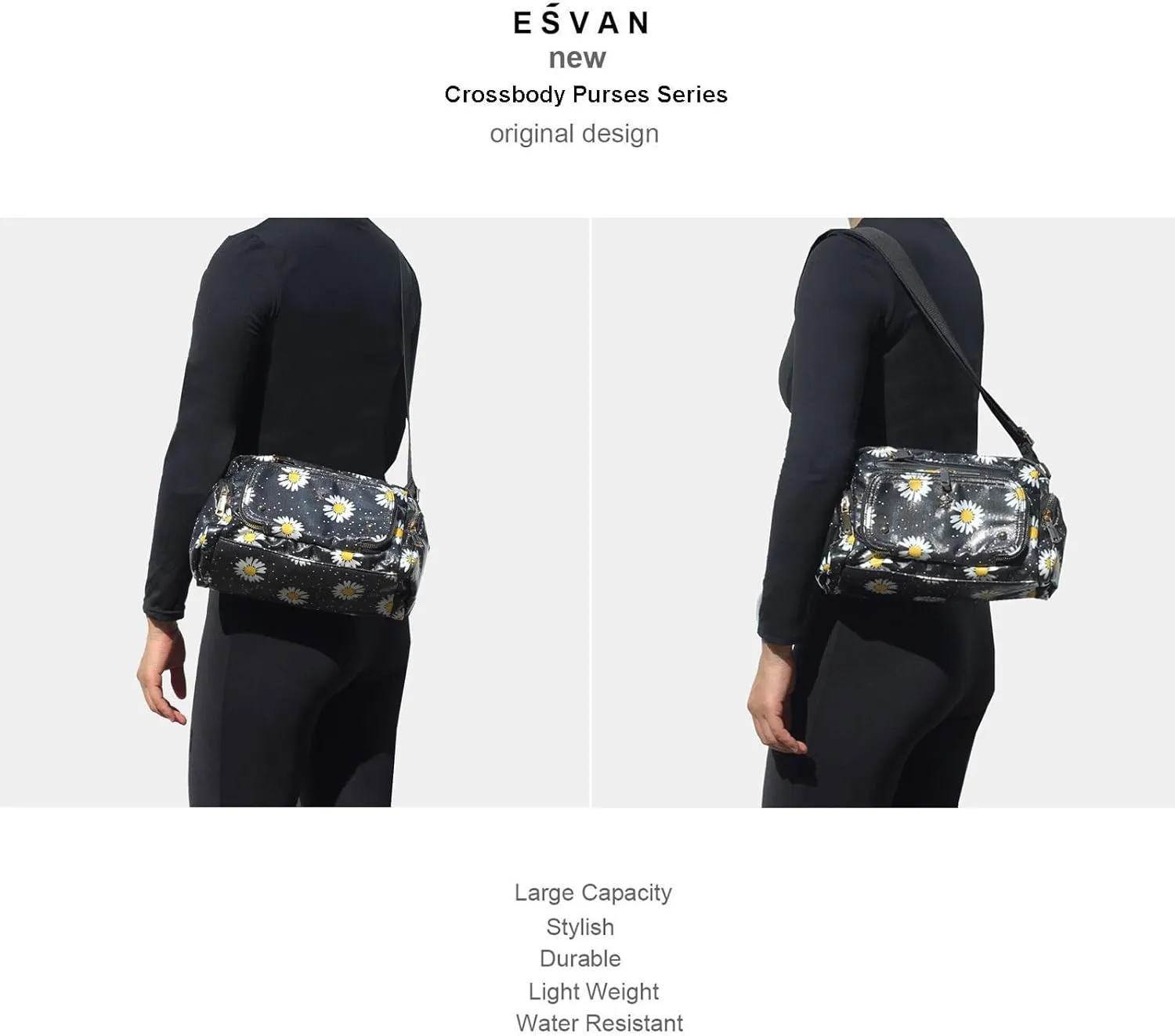 Women Fashion Tote Crossbody Handbags for Women Multi Pockets Shoulder Bag Nylon Travel Purse