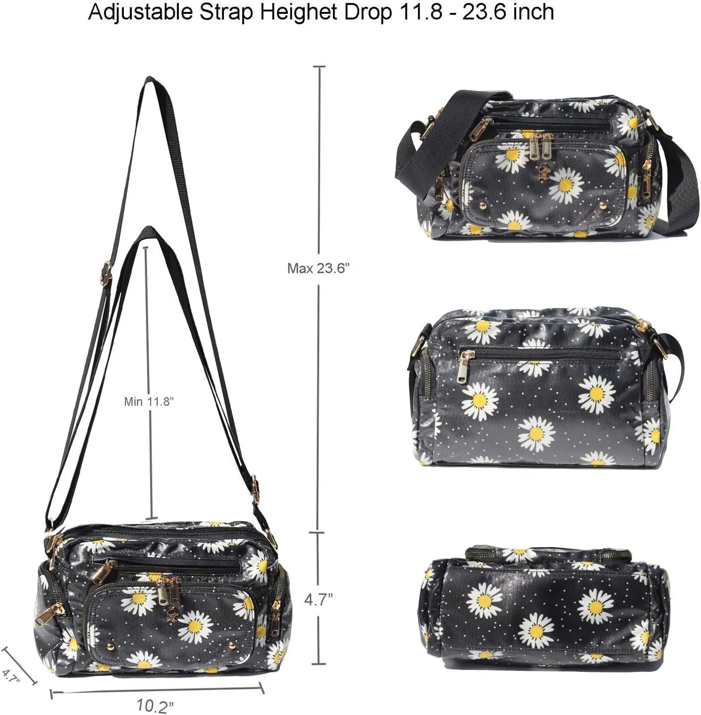 Women Fashion Tote Crossbody Handbags for Women Multi Pockets Shoulder Bag Nylon Travel Purse