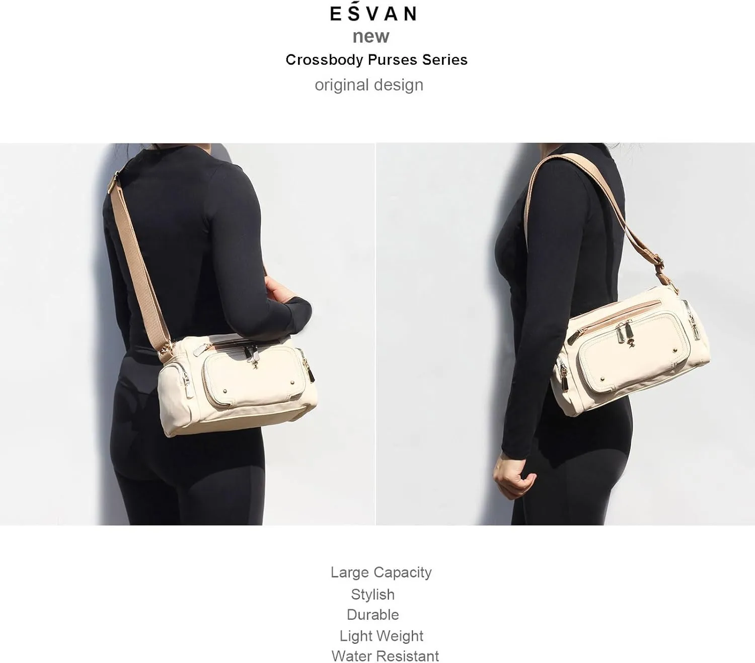 Women Fashion Tote Crossbody Handbags for Women Multi Pockets Shoulder Bag Nylon Travel Purse