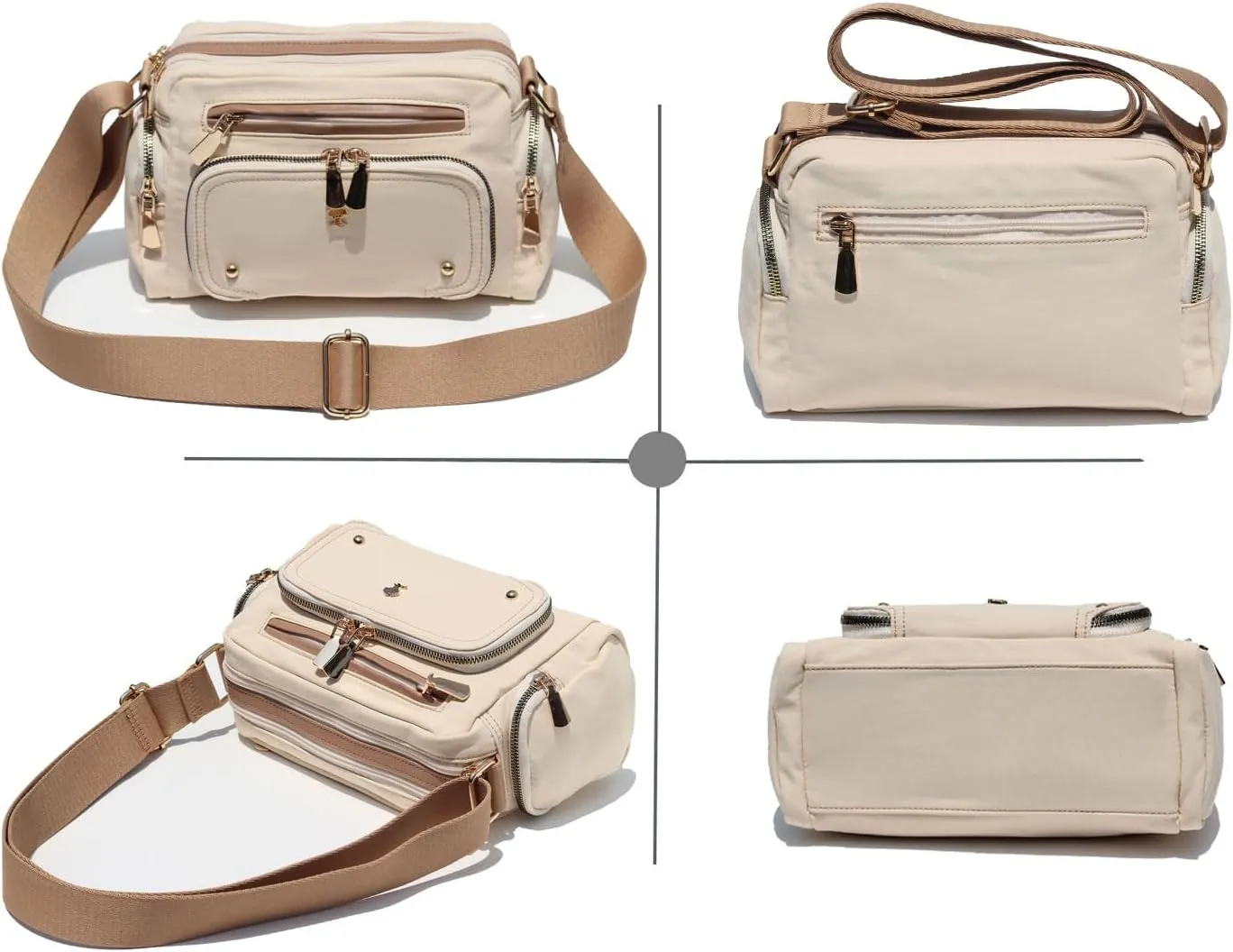 Women Fashion Tote Crossbody Handbags for Women Multi Pockets Shoulder Bag Nylon Travel Purse