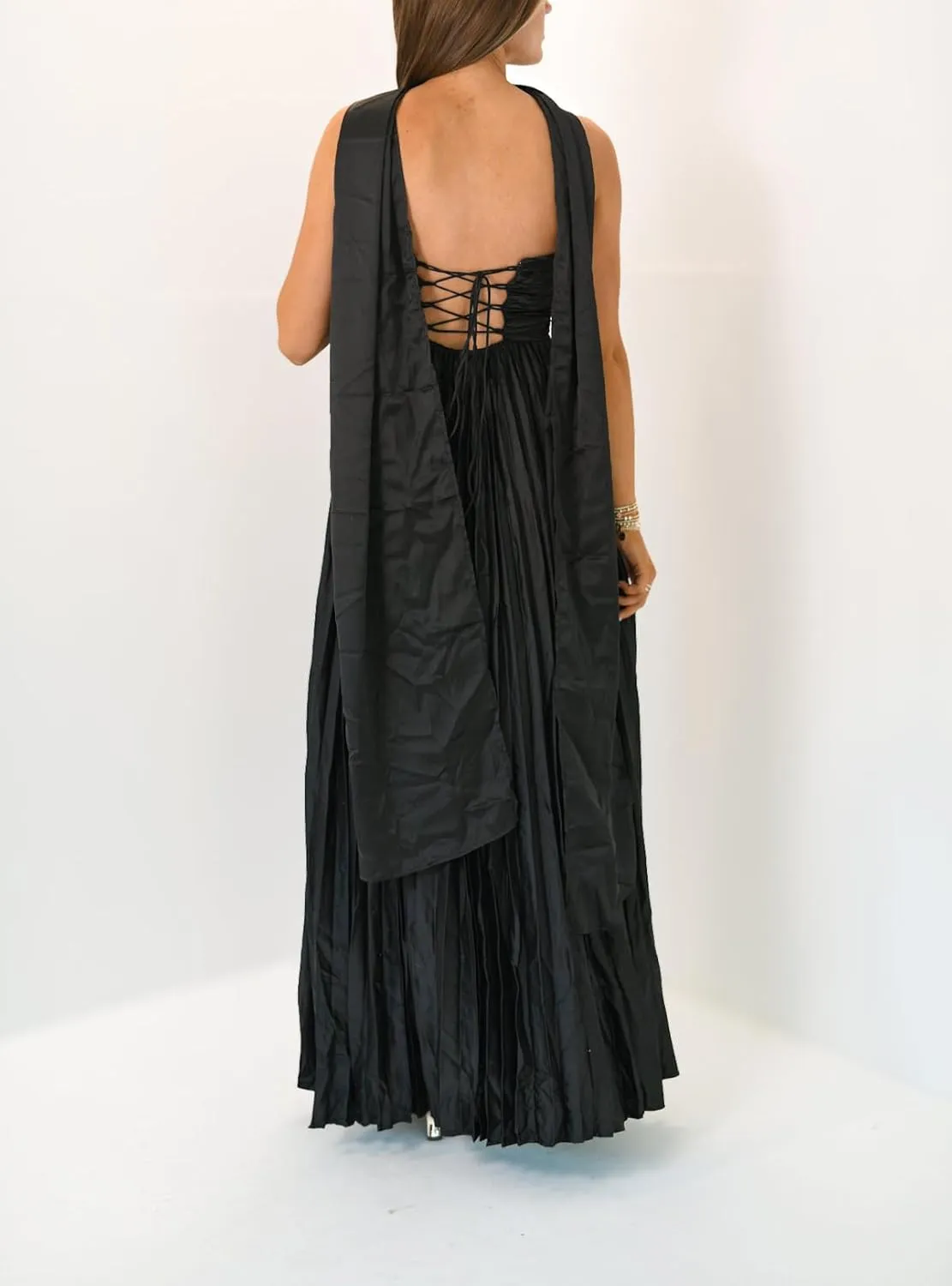 Women Formal Neck Scarf Dress Y2k Strapless Cocktail Prom Maxi Tube Dress Floral Pleated Bodycon Long Silk Dresses