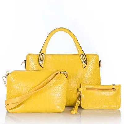 Women Handbags 3 Sets PU Leather Handbag Women Messenger Bags Ladies Tote Bag Handbag Shoulder Bag Purse