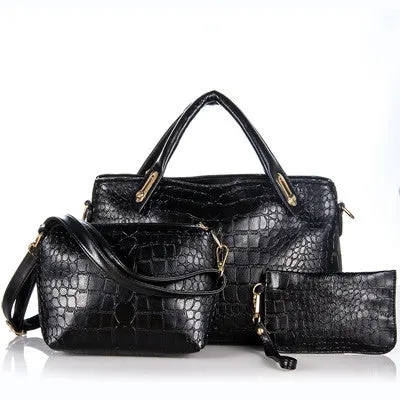 Women Handbags 3 Sets PU Leather Handbag Women Messenger Bags Ladies Tote Bag Handbag Shoulder Bag Purse