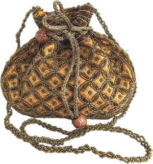 Women Handmade Indian Potli Bags For Wedding, Beaded Drawstring Purse, Batwa Bags For Weddings
