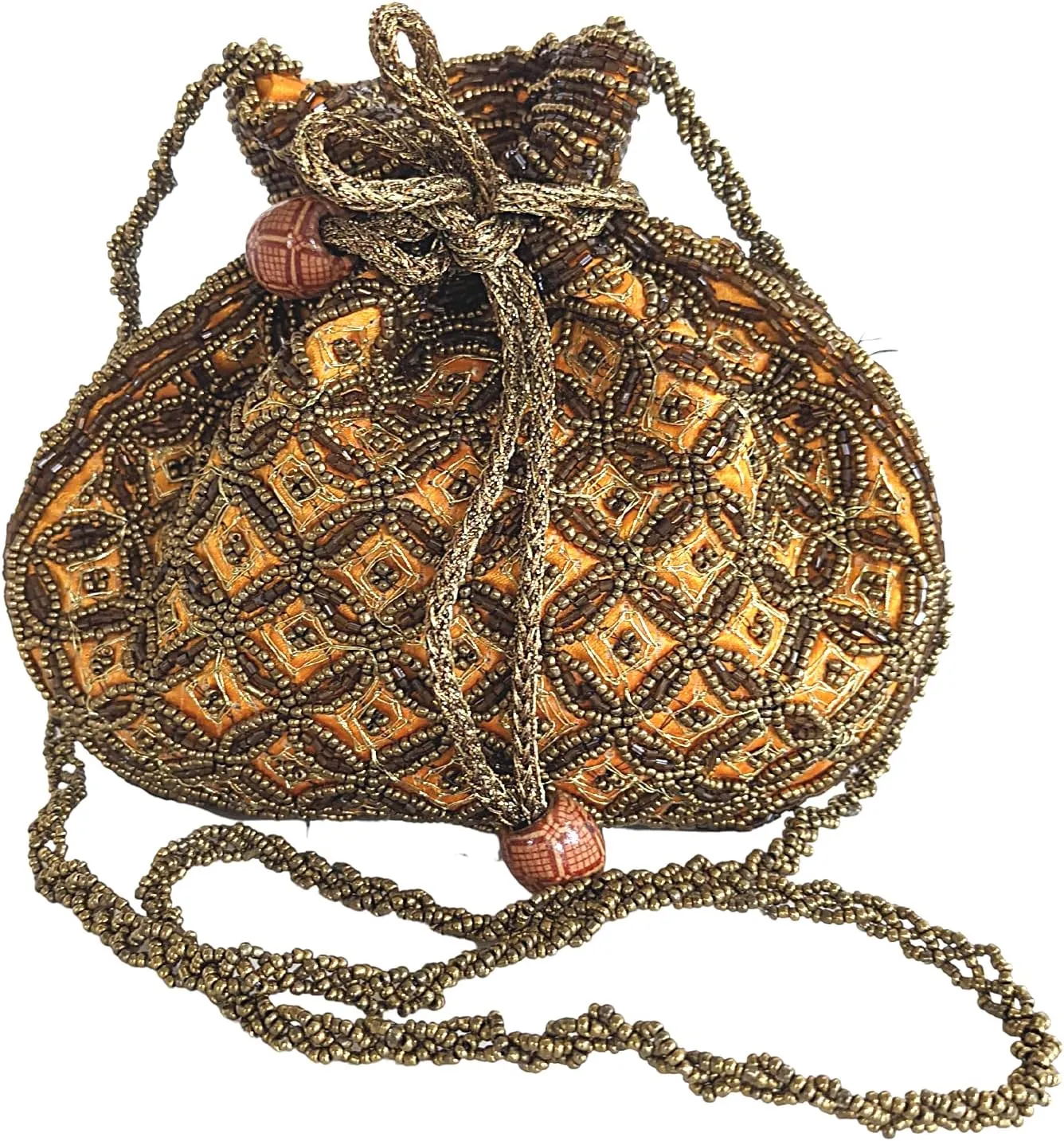 Women Handmade Indian Potli Bags For Wedding, Beaded Drawstring Purse, Batwa Bags For Weddings