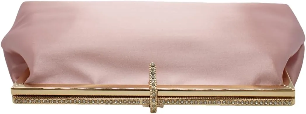 Women Pleated Satin Clutch Bride Purse Elegant Rhinestone Evening Bag Banquet Party Handbag