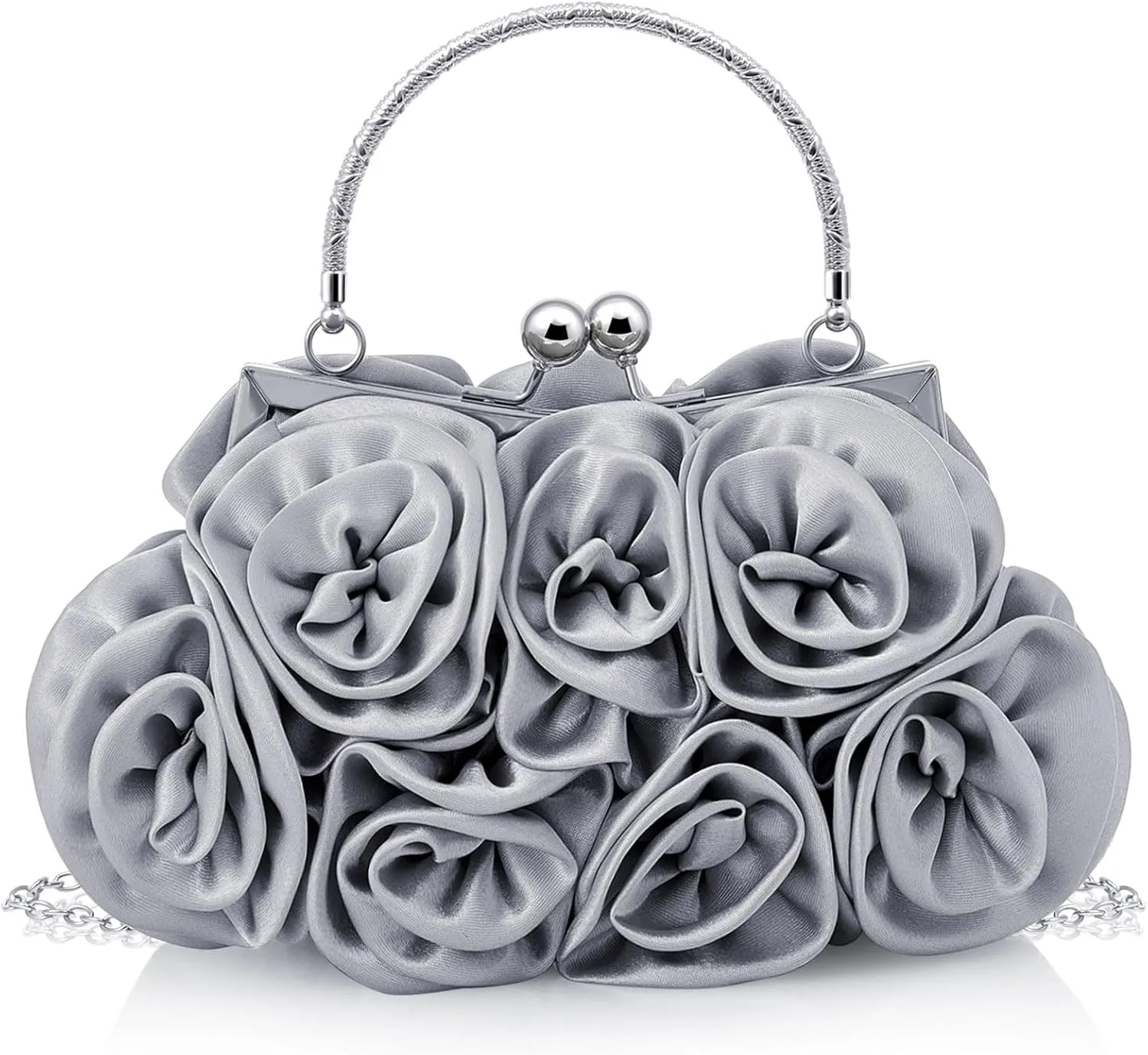 Women Roses Clutch Purse Small Floral Evening Handbag with Detachable Strap Wedding Gift for Girl Mom