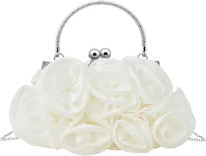 Women Roses Clutch Purse Small Floral Evening Handbag with Detachable Strap Wedding Gift for Girl Mom