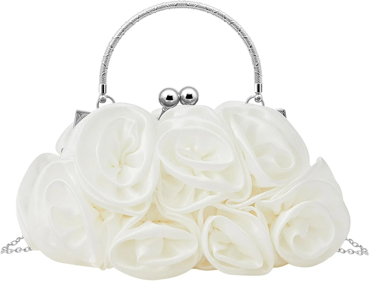 Women Roses Clutch Purse Small Floral Evening Handbag with Detachable Strap Wedding Gift for Girl Mom