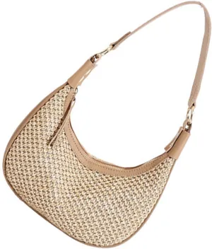 Women Shoulder Bag Simple Dumplings Bag Retro Messengers Bag Ladies Armpit Bag Straw Woven Crossbody Bag for Daily