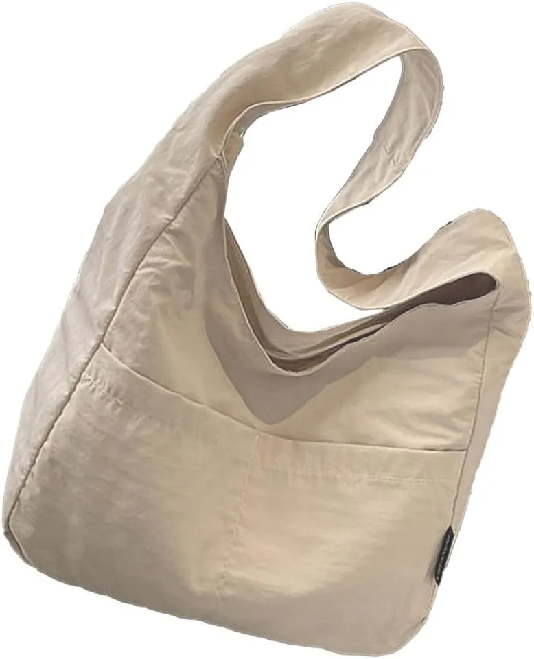 Women Shoulder Bag Solid Color Handbag Female Large Capacity Nylon Bag Student School Bag for Travel Shopping College