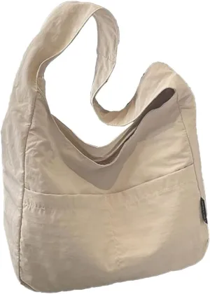 Women Shoulder Bag Solid Color Handbag Female Large Capacity Nylon Bag Student School Bag for Travel Shopping College