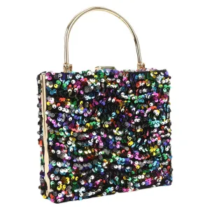 Women Square Sequined Evening Clutch Bag