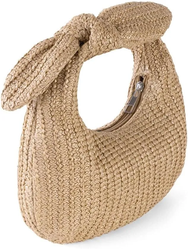 Women Straw Clutch Purse Handbag Summer Elegant Vacation Style Shoulder Bag Crossbody Bag