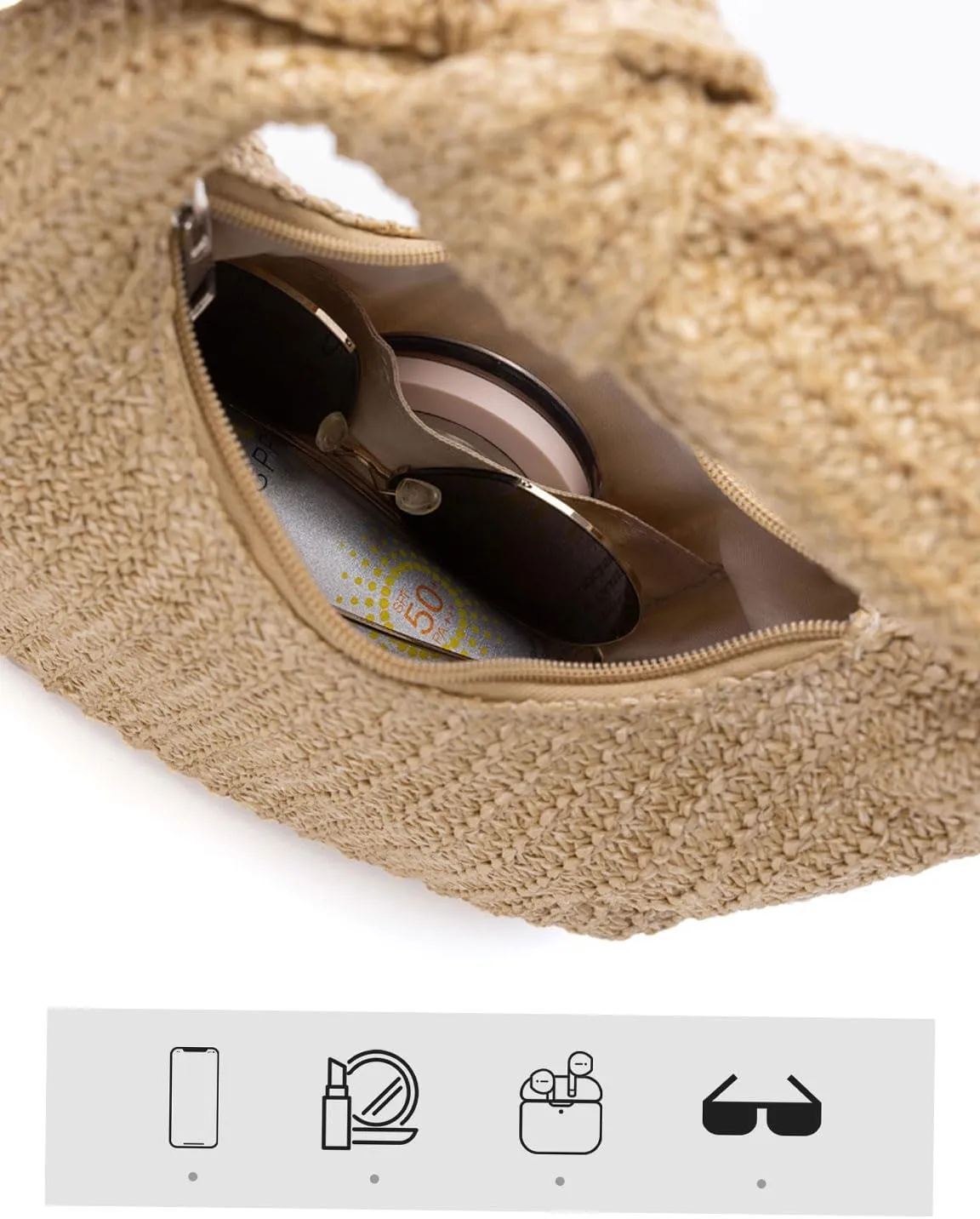 Women Straw Clutch Purse Handbag Summer Elegant Vacation Style Shoulder Bag Crossbody Bag