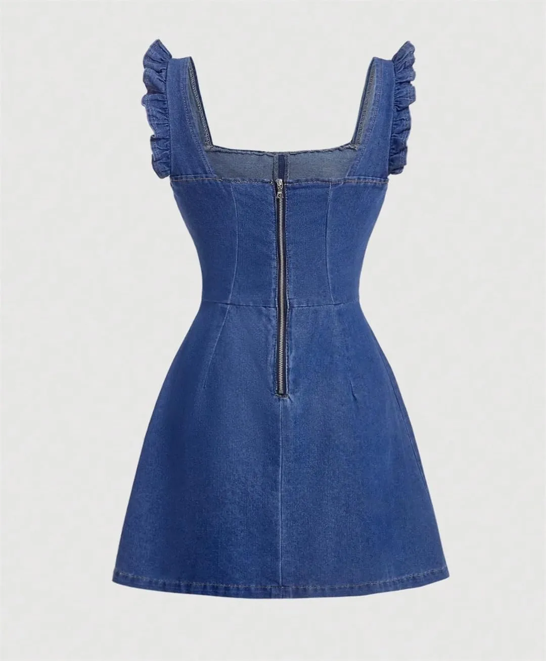Women Summer Youthful Tie-Back Denim Waist-Cut Sweet and Spicy Jeans Dress