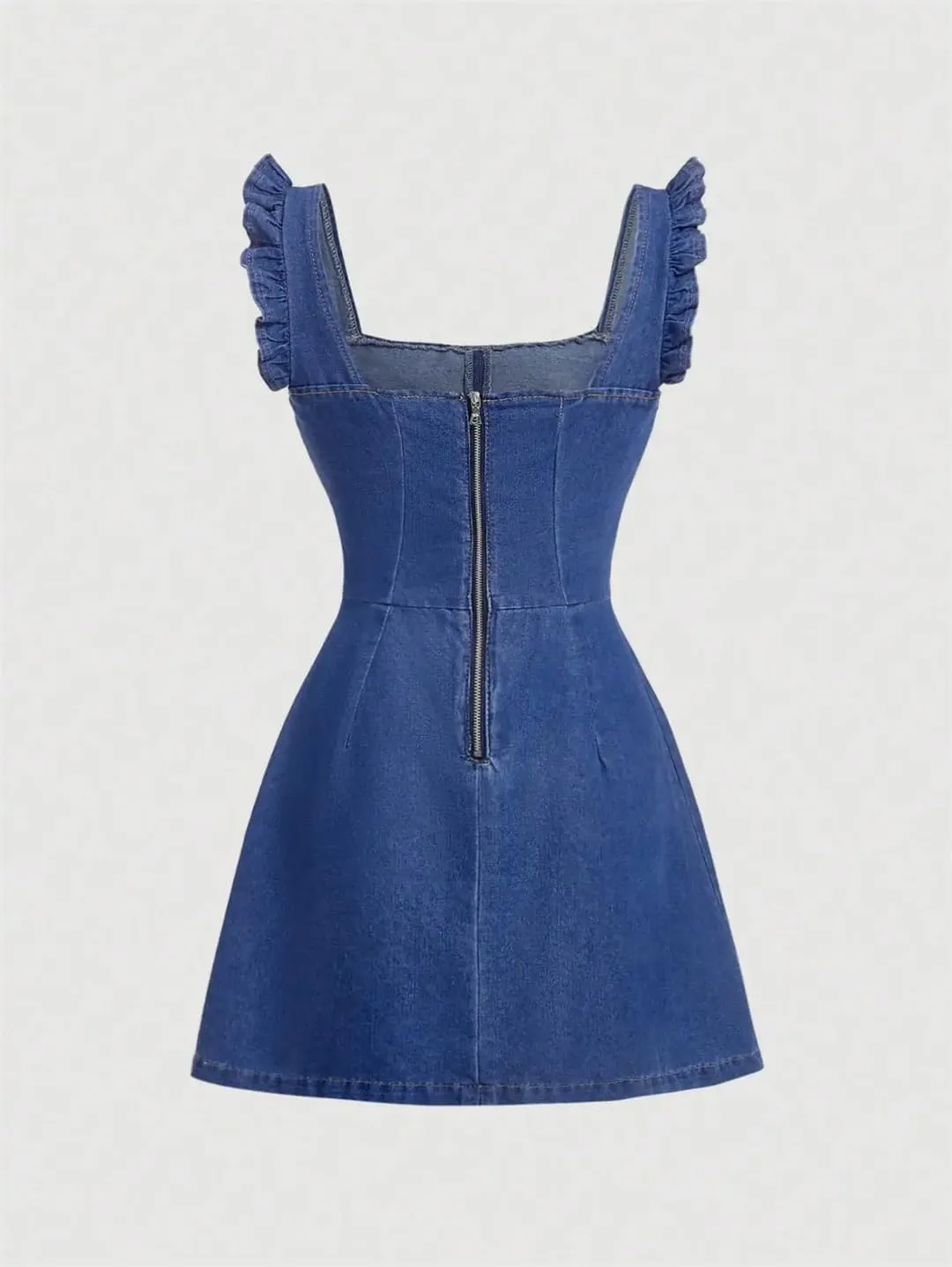 Women Summer Youthful Tie-Back Denim Waist-Cut Sweet and Spicy Jeans Dress
