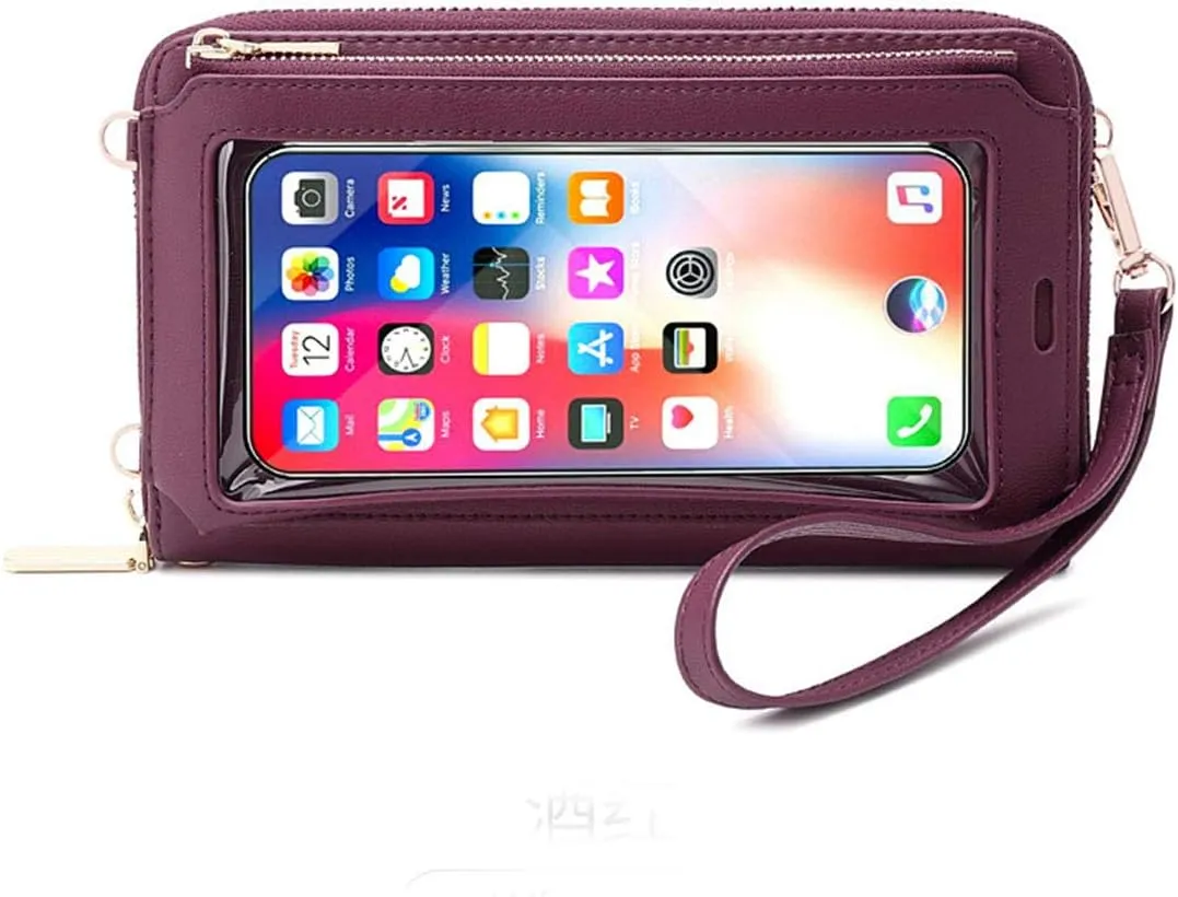 Women Touch Screen Crossbody Bags Cell Phone Wristlets Purse RFID Blocking Clutch Wallets Card Holder