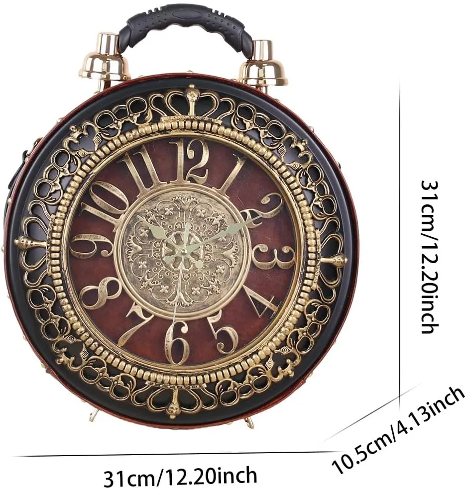 Women Vintage Clock Bag Vegan Leather Crossbody Shoulder Purse Real Clock Steampunk Retro Handbag
