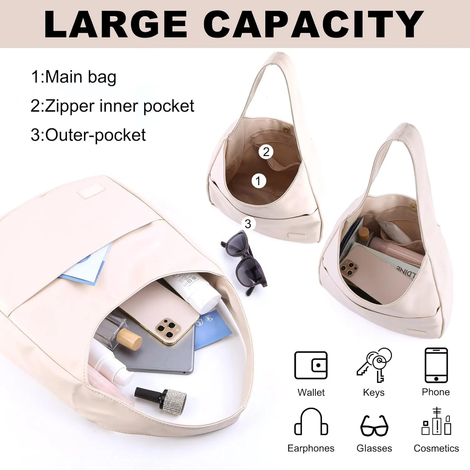 Women Vintage Hobo Bag Casual PU Leather Shoulder Bag Large Capacity Retro Tote Handbag Soft Underarm Bag Daily Dat