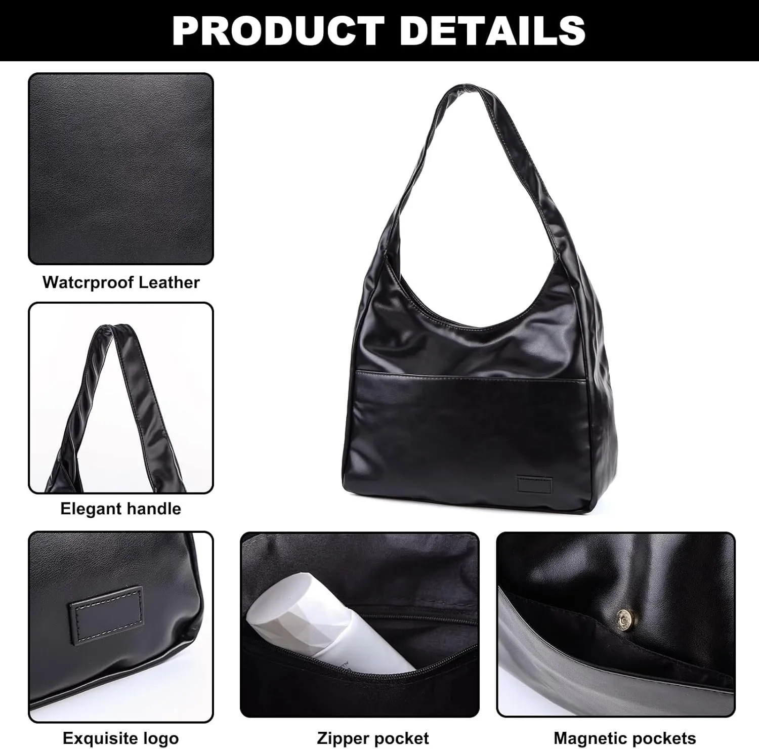 Women Vintage Hobo Bag Casual PU Leather Shoulder Bag Large Capacity Retro Tote Handbag Soft Underarm Bag Daily Dat