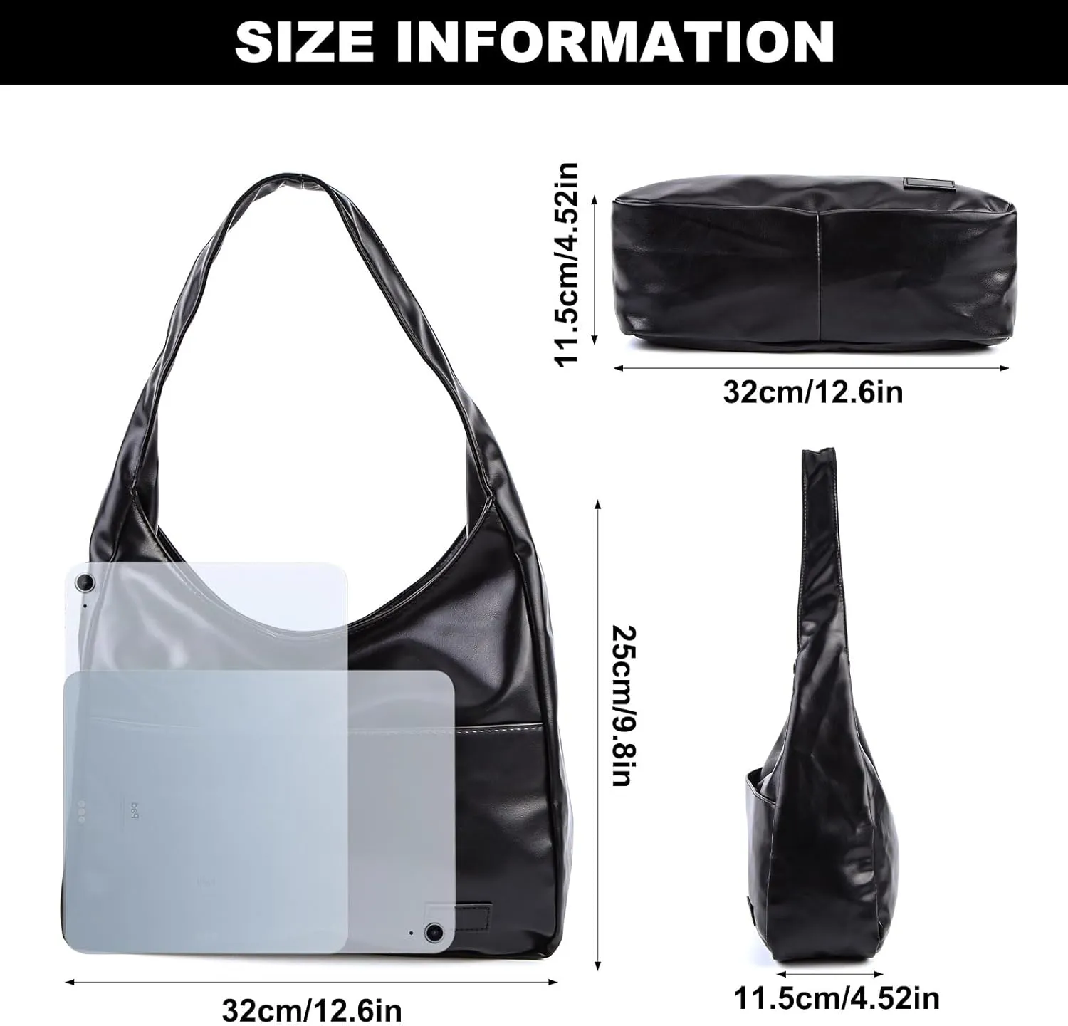 Women Vintage Hobo Bag Casual PU Leather Shoulder Bag Large Capacity Retro Tote Handbag Soft Underarm Bag Daily Dat