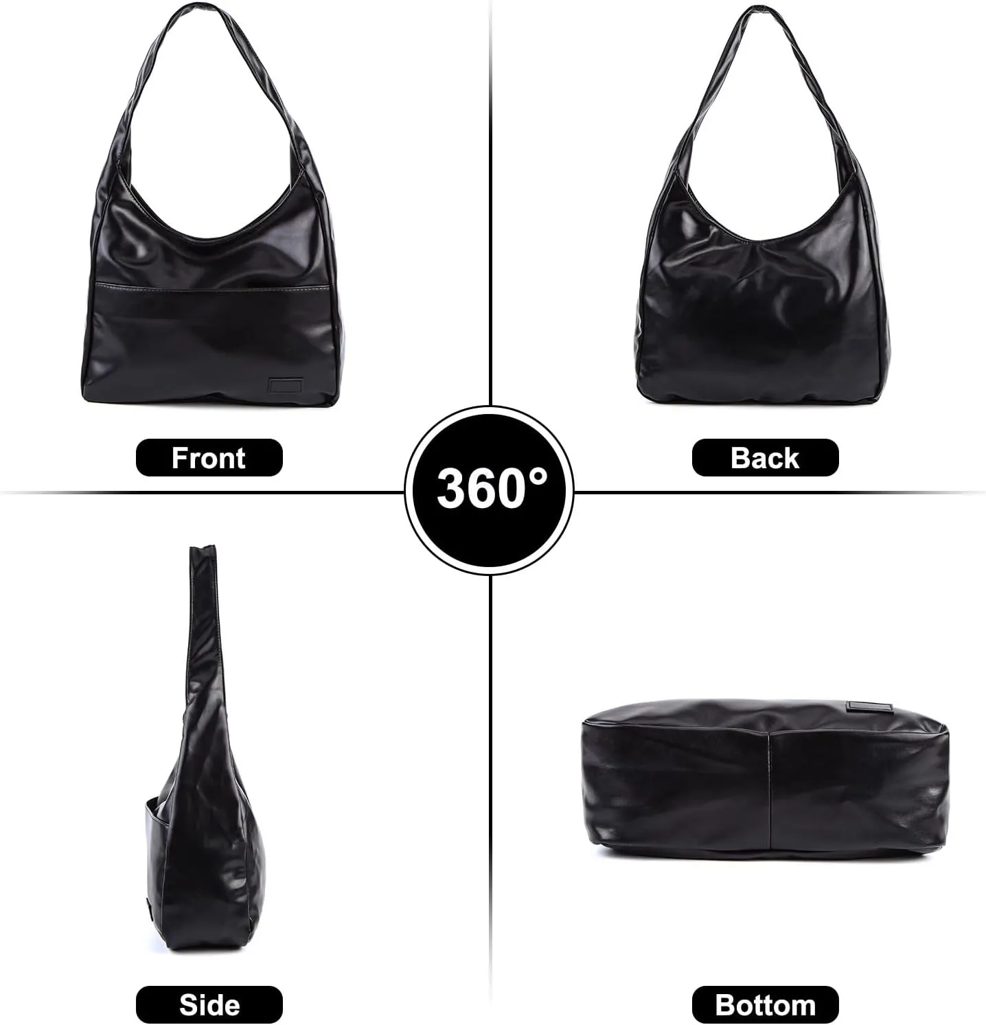 Women Vintage Hobo Bag Casual PU Leather Shoulder Bag Large Capacity Retro Tote Handbag Soft Underarm Bag Daily Dat