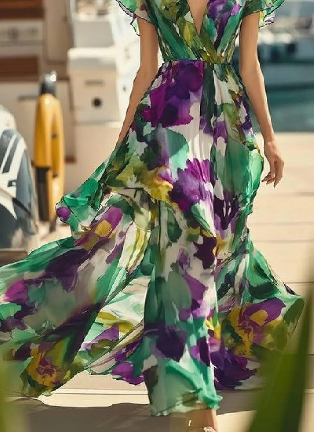 Women's 2025 Summer Vintage V-Neck Sleeveless Floral Print High Waist Maxi Dress Elegant Party Cocktail Formal Outfits