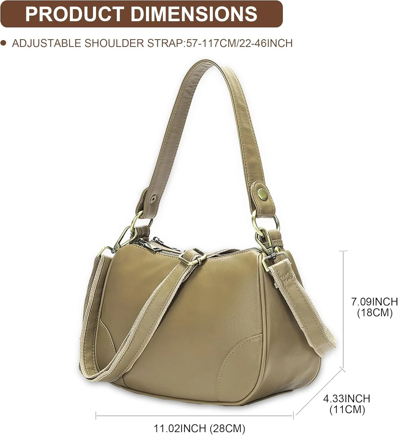 Women's Crossbody Bag Multifunctional Shoulder Bag Fashion Dumpling Bag With 2 Shoulder Straps