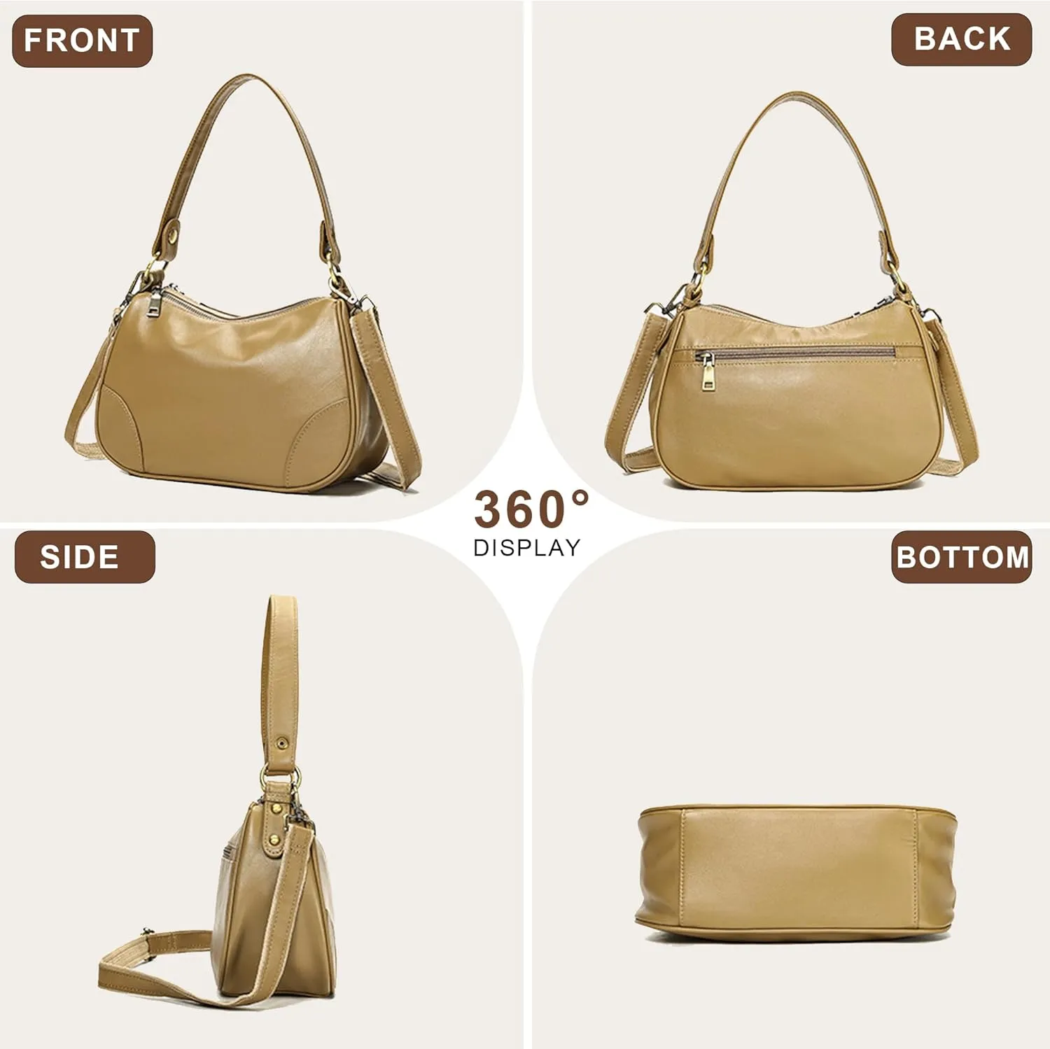 Women's Crossbody Bag Multifunctional Shoulder Bag Fashion Dumpling Bag With 2 Shoulder Straps