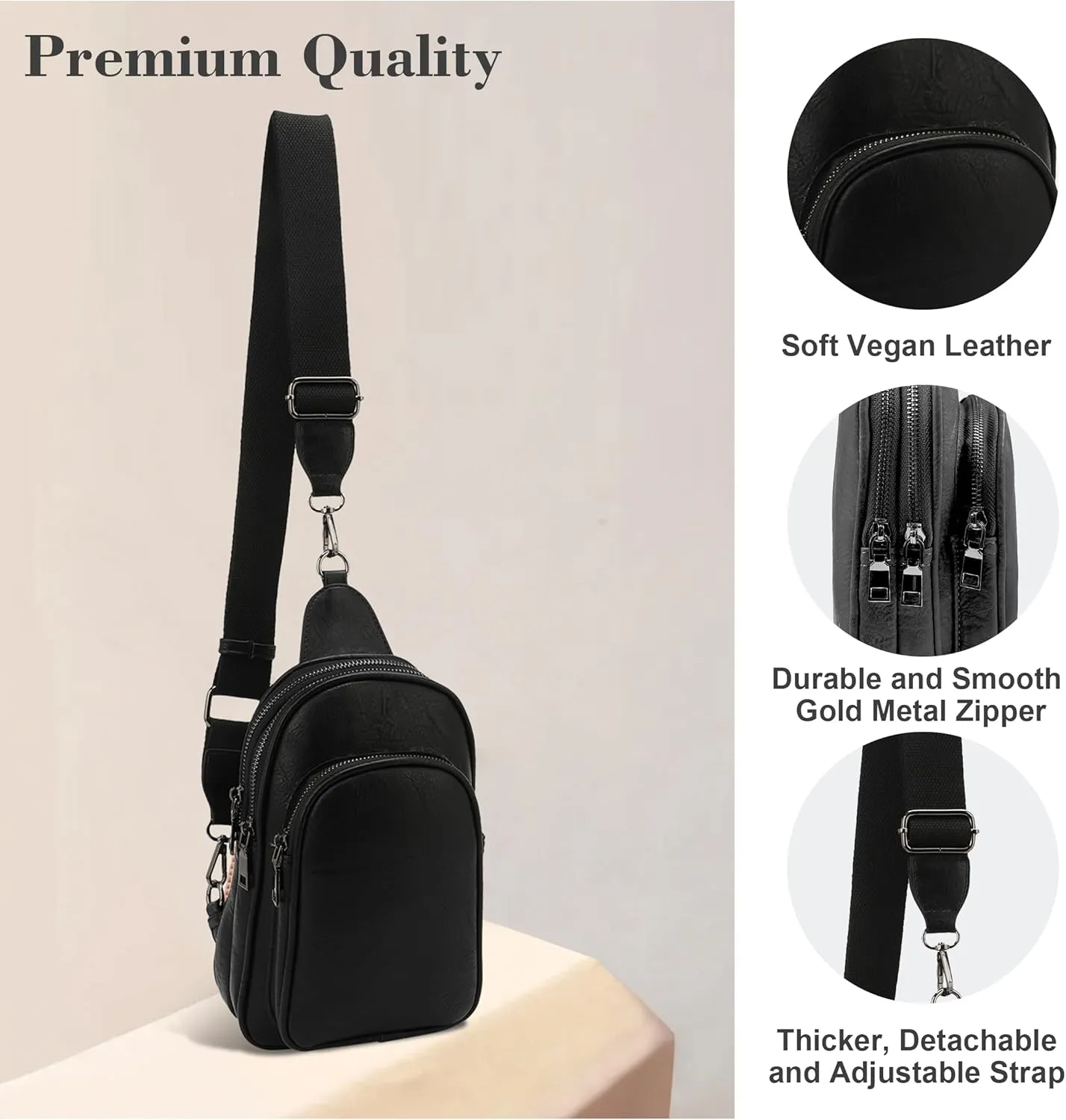 Womens Crossbody Purse Sling Bag for Women Vegan Leather Crossbody Fanny Packs for Travel Cell Phone Purse Chest Bag Trendy