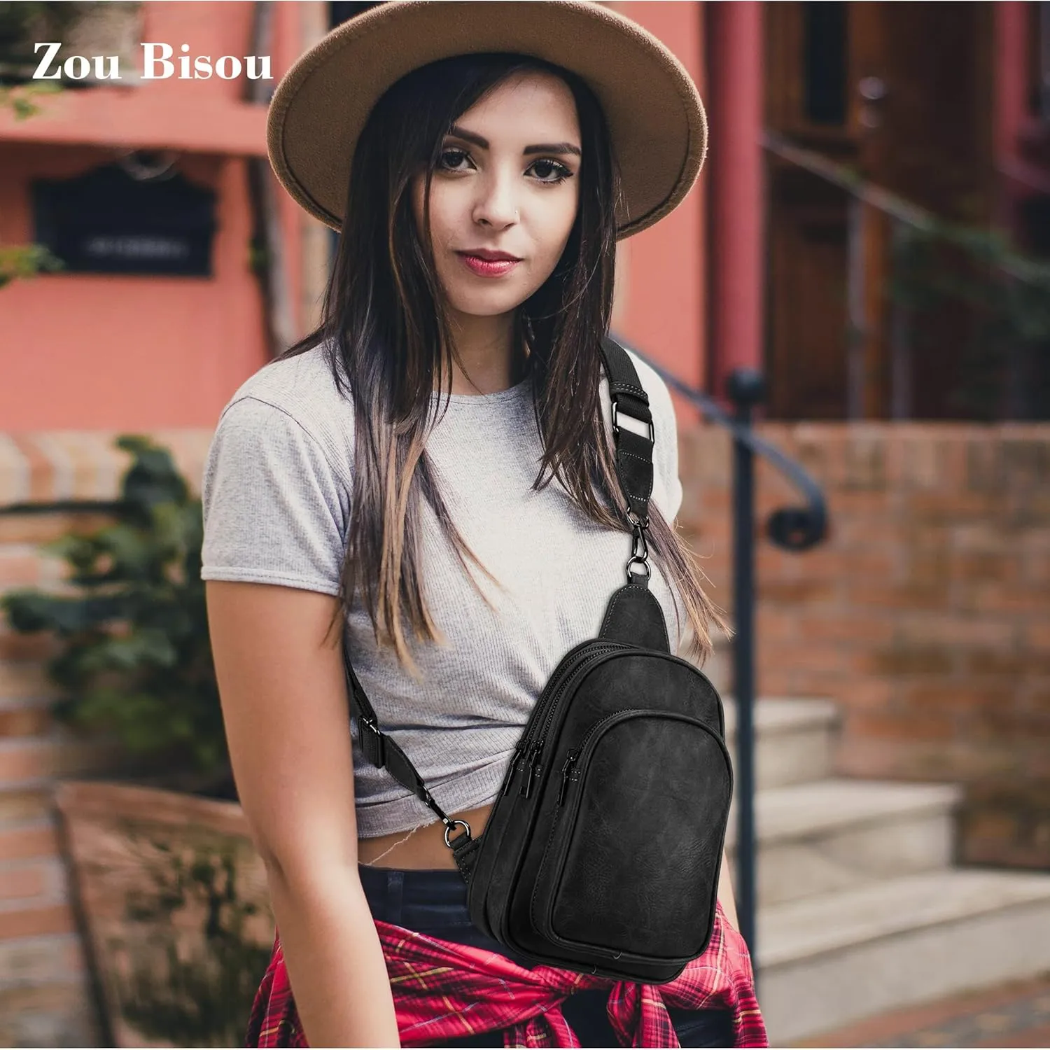 Womens Crossbody Purse Sling Bag for Women Vegan Leather Crossbody Fanny Packs for Travel Cell Phone Purse Chest Bag Trendy