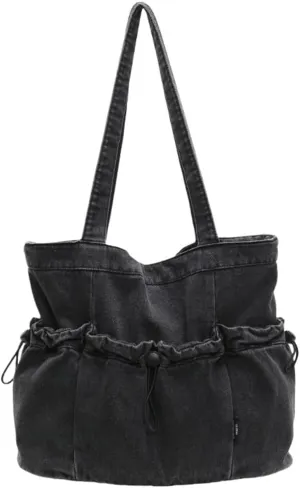 Womens Denim Hobo Bags Large Capacity Tote Purse Casual Shoulder Bags with Multiple Pockets