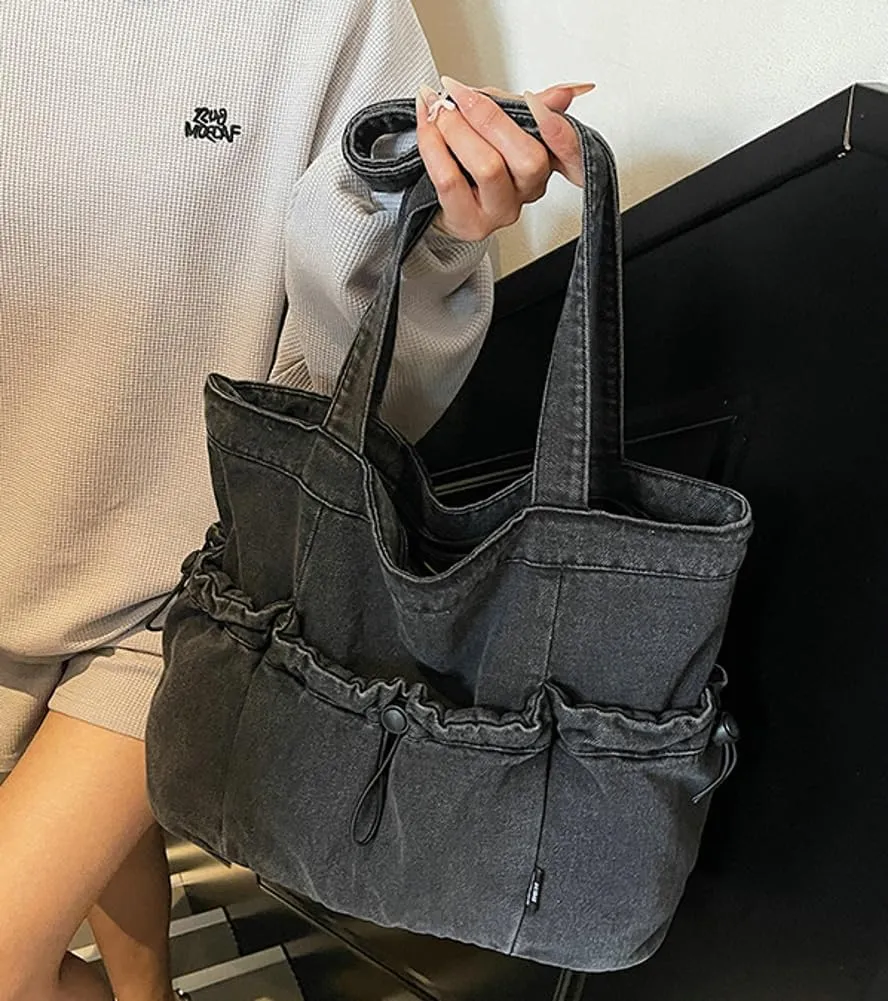 Womens Denim Hobo Bags Large Capacity Tote Purse Casual Shoulder Bags with Multiple Pockets