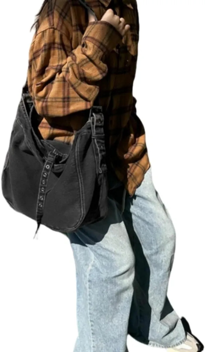 Womens Denim Shoulder Purses and Handbags, Casual Messenger Bag Tote Crossbody Purse Daily Hobo Bag
