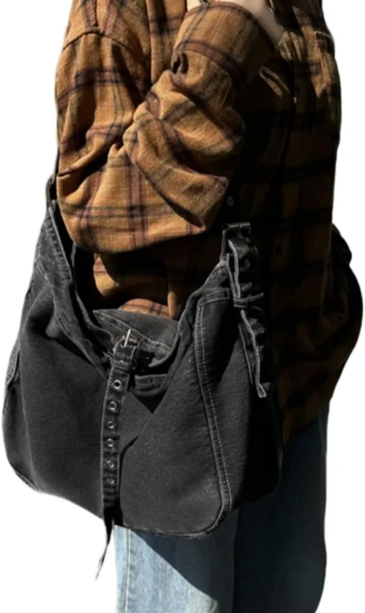 Womens Denim Shoulder Purses and Handbags, Casual Messenger Bag Tote Crossbody Purse Daily Hobo Bag