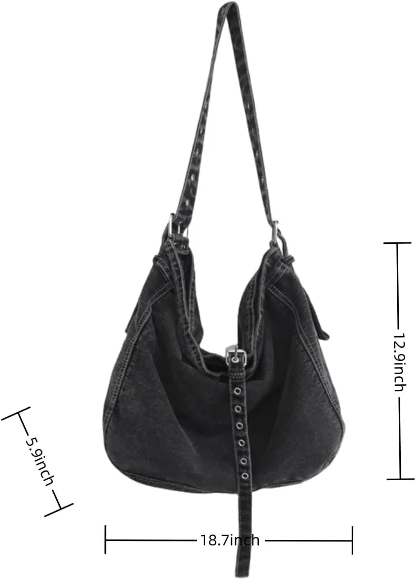 Womens Denim Shoulder Purses and Handbags, Casual Messenger Bag Tote Crossbody Purse Daily Hobo Bag